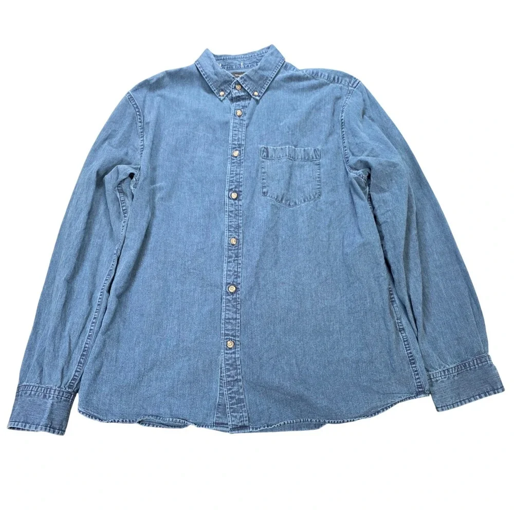Banana Republic Untucked Slim Fit Denim Shirt Men's Size XL Blue Long Sleeve
